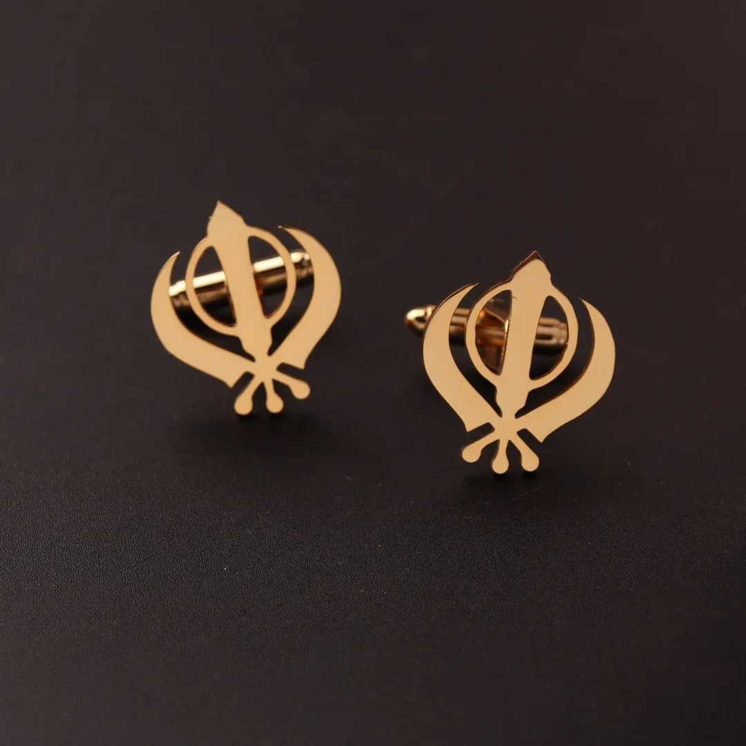 1Pair Stainless Steel Cufflinks Men Cuff Button Lion Eagle Cross Sikh Symbol For Wedding Shirt Badge Pin Business Shirt Cufflinks W250606