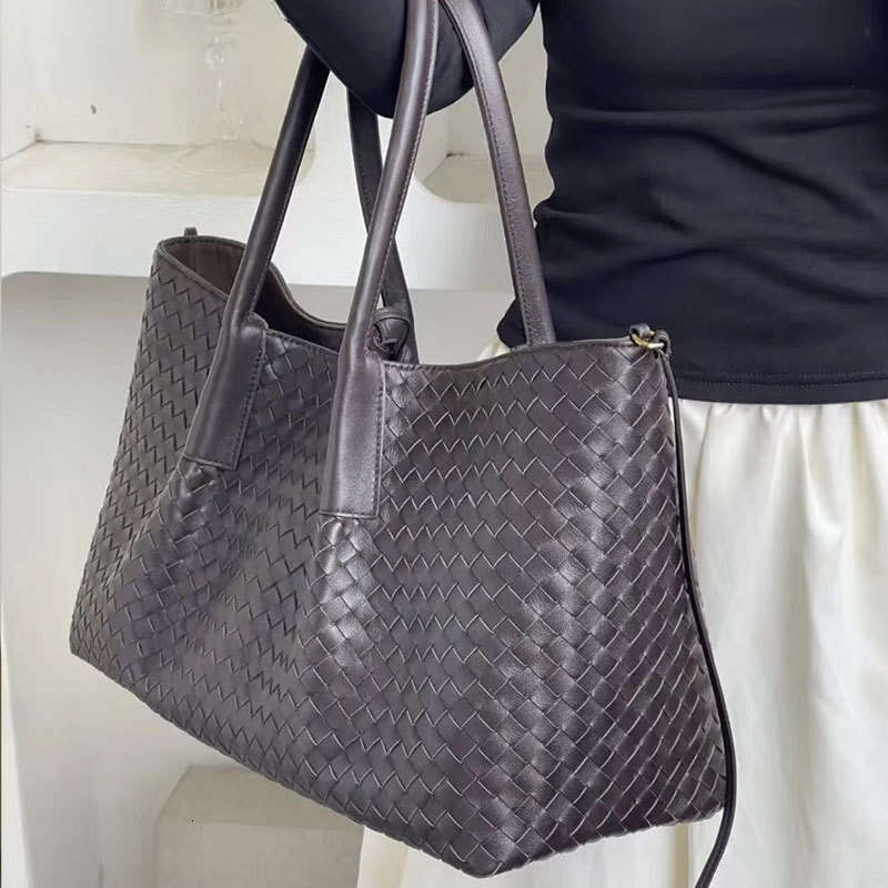 Cowhide Handwoven Tote French Style Casual Handbag Shoulder Crossbody Women s Bag