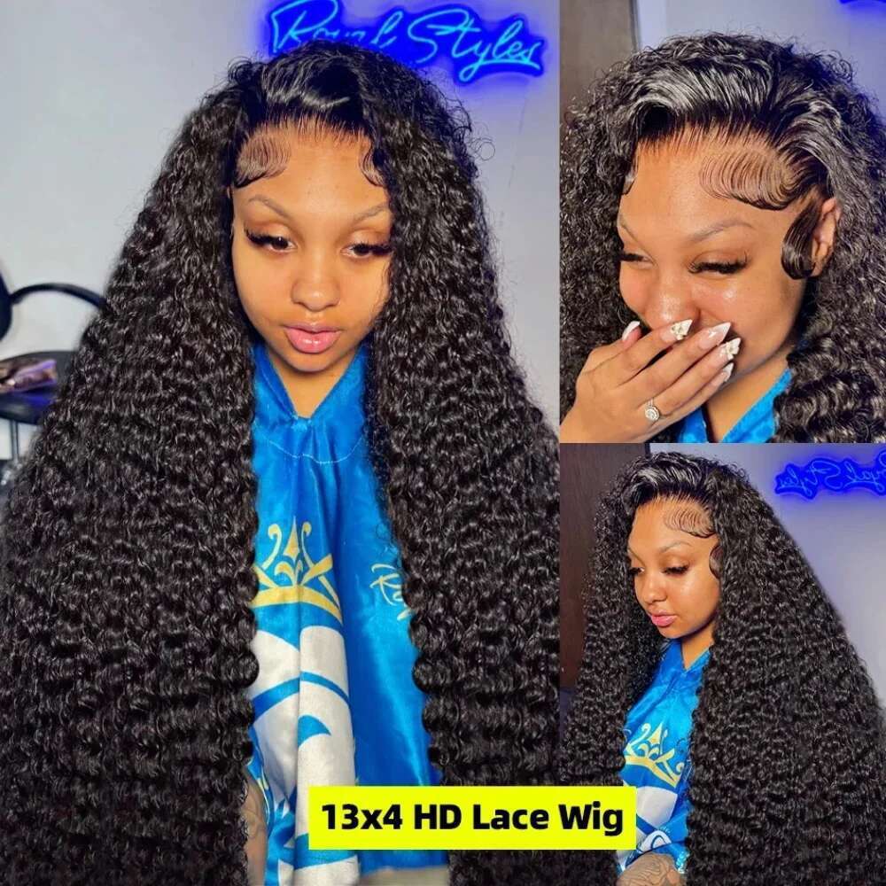 200 Density 13x4 Brazilian 13x6 HD Lace Front Wig Deep Wave Curly Frontal Human Hair Wigs For Black Women
