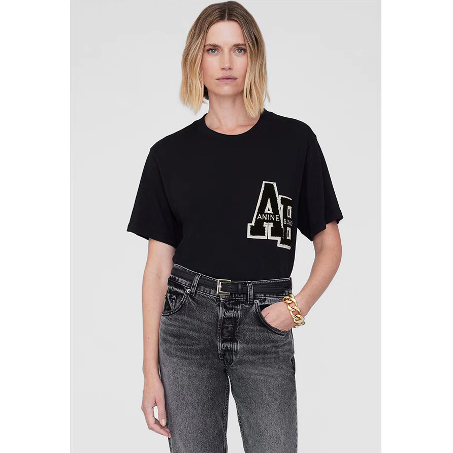 Womens T-Shirts 100%Cotton Designer T-Shirt With Embroidered Numbers Summer Tee Women's T-Shirts