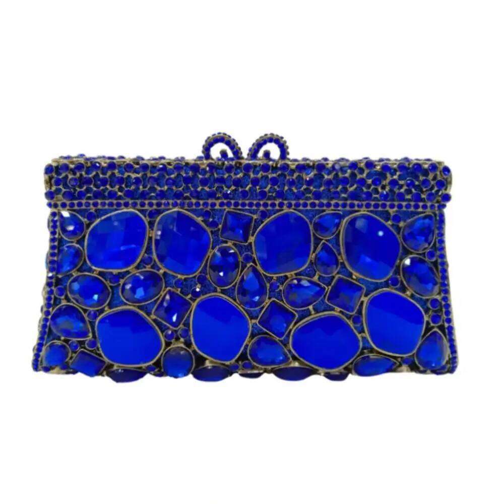 Green/Blue Crystal Clutch Purse Lady Sequin Metal Chain Messenger Bag Rhinestone Dinner Evening Bags Fashion Summer Handbags