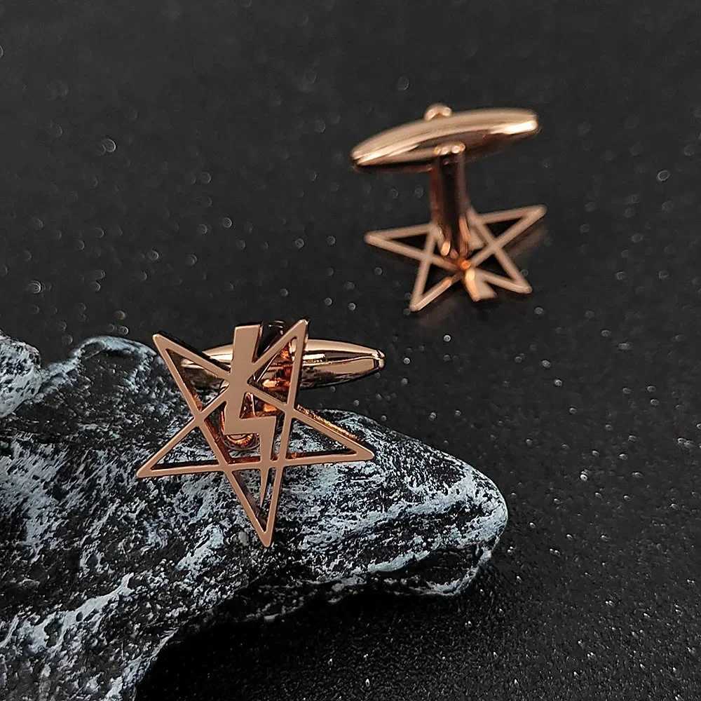 Classic Five Point Star Lightning Men Cufflinks Stainless Steel Clasp Women Clips Faith Amulet Jewelry Wedding Party Suit Gift W250606