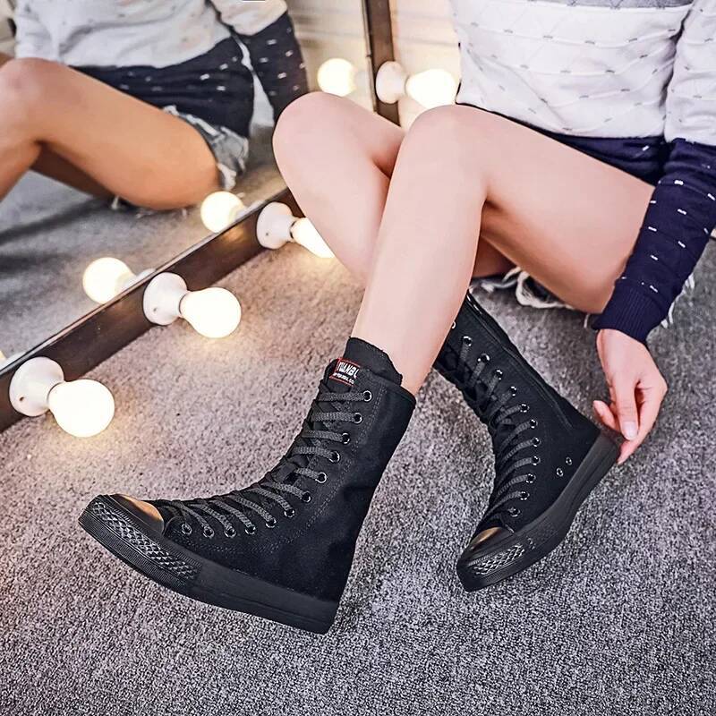Ddmyoutdoor Zipper Shoe With Front Lace Side Of Short Tube Women Canvas Spring Autumn Female High Top Classic Casual Shoes Footwear Outdoor