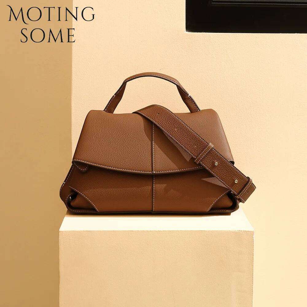 Motingsome Natural Leather Women's Bag 2025 New Designer Bags Commuter Shoulder Messenger Satchel Lady Crossbody Purses
