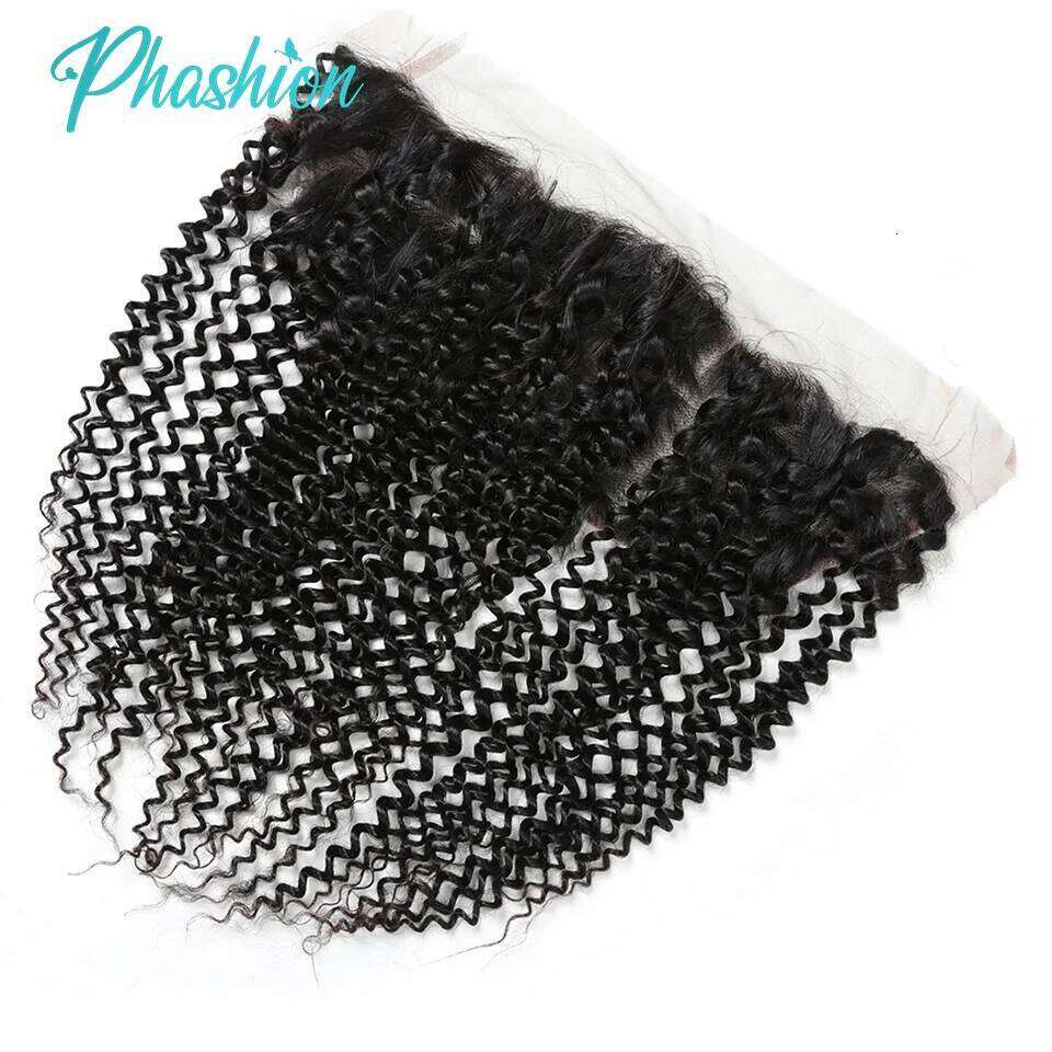 Phashion Kinky Curly Human Hair Bundles With 13x6 Lace Front Closure HD Transparent Brazilian Jerry Curl Weave and Closures Soft