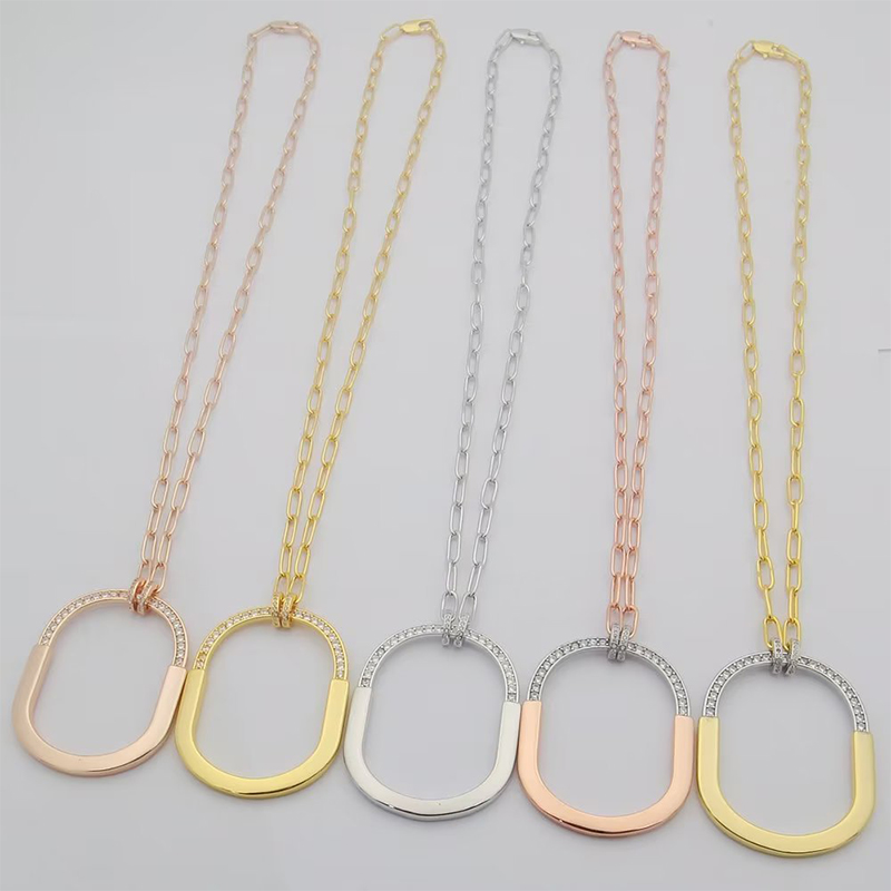 2025 New Pendant Necklace for Women Brand classic unisex horseshoe buckle designer necklace Luxurious full diamond chain necklace jewelry