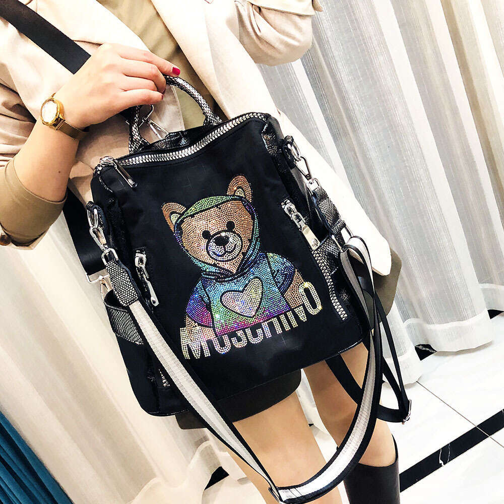 1033-50 Colorful Diamond Bear For Women New Fashion Personality Large Capacity Backpack Elegant Versatile Women's Bag
