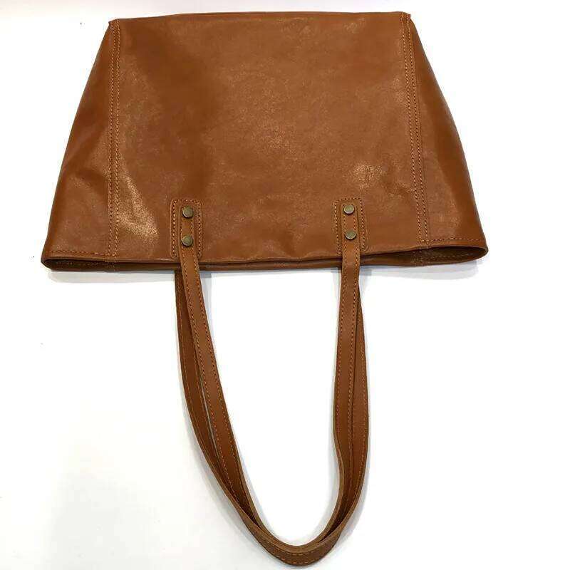 Vegetable Tanned Cowhide Tote Bags For Women 2024 Trend Genuine Leather Shoulder Bag Big Capacity Female Designer Handbag 2025/06/06