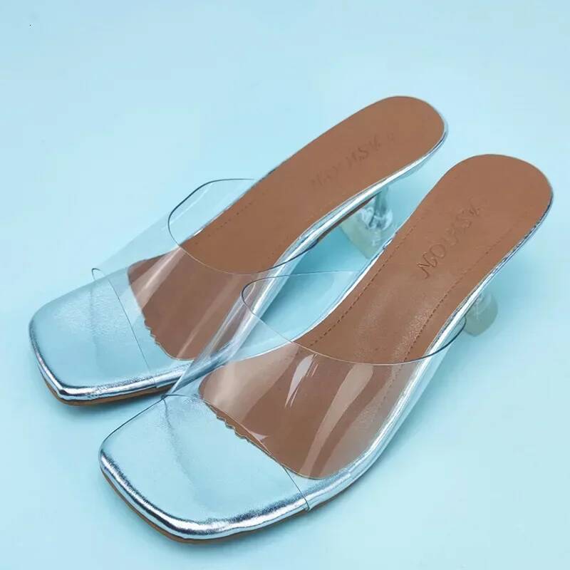 Ddmyoutdoor PVC Crystal Heel Transparent Women Sexy Clear High Heels Sandals Plus Size Zapatos De Mujer Outdoor Shoes