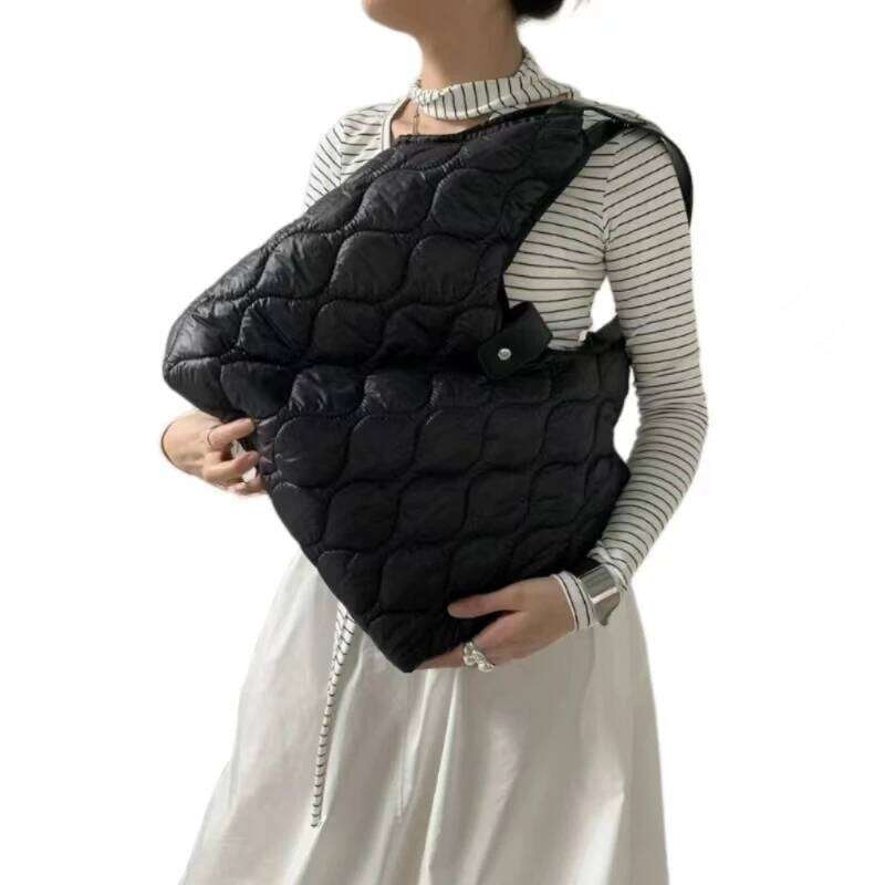 New Simple Quilted Padded Down Female Handbag Lightweight Portable Woman Tote Bag Soft Space Fluffy Ladies Single Shoulder Purse