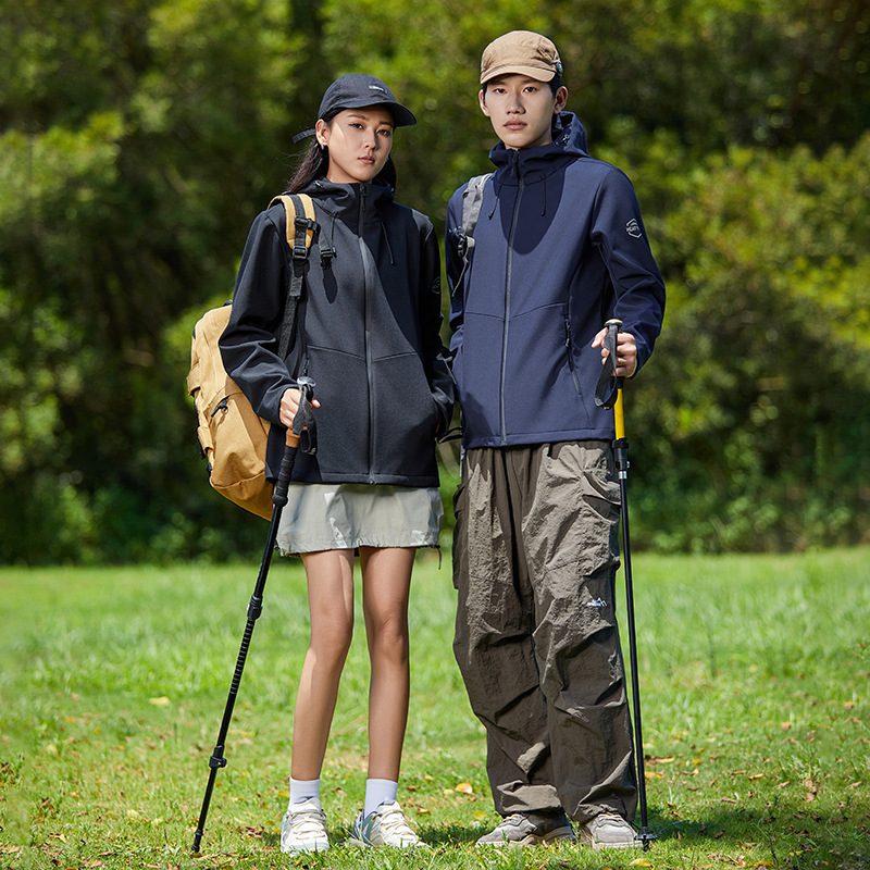 Ddmyoutdoor Outdoor Clothing Solid Color Couple Style Autumn Winter Hooded Windproof Waterproof Warm And Plush Soft Shell Jacket Top Jackets