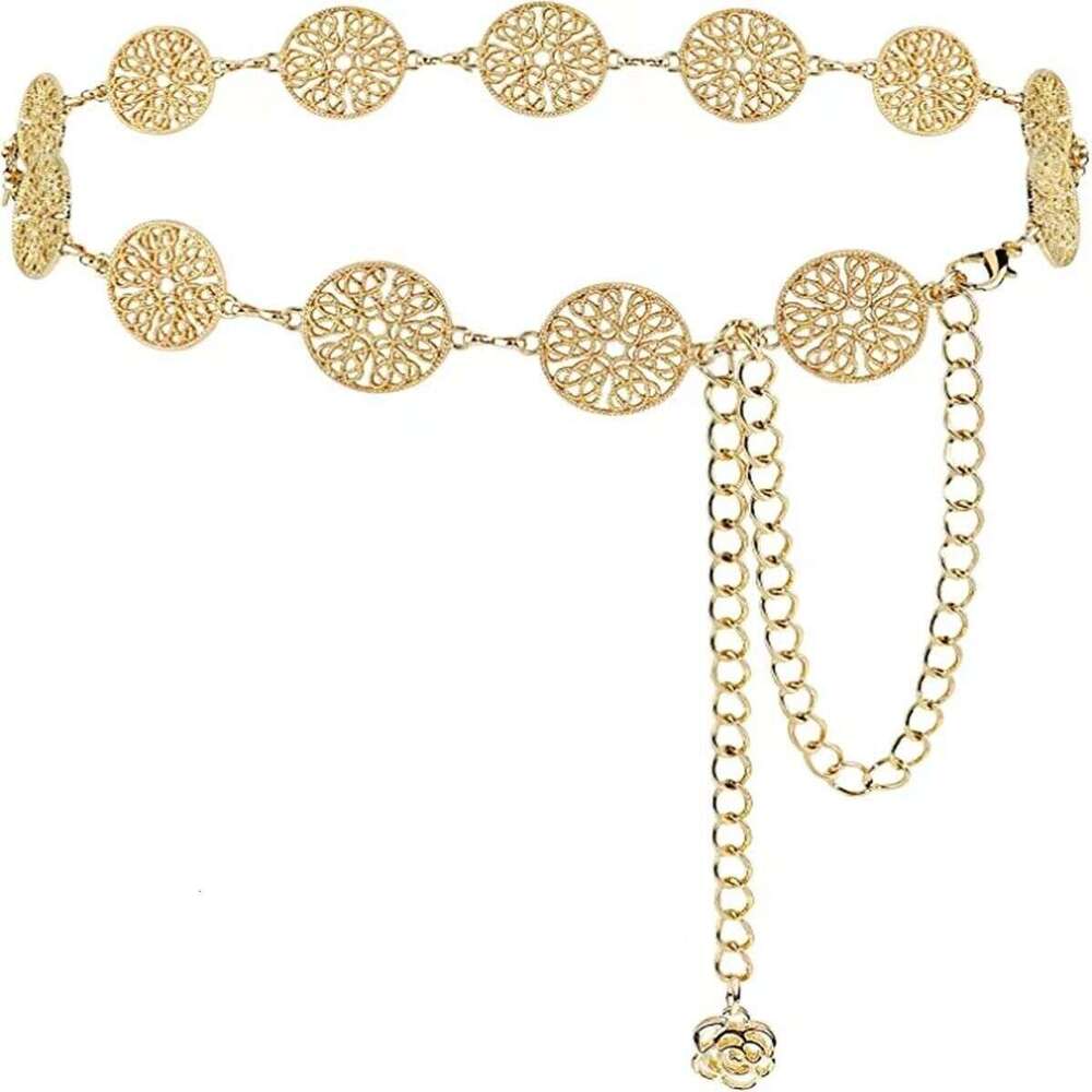 Metal Hollow Circle Chain for Women, Unique Versatile Clothing Decoration Waist Chain, Fashion Accessories