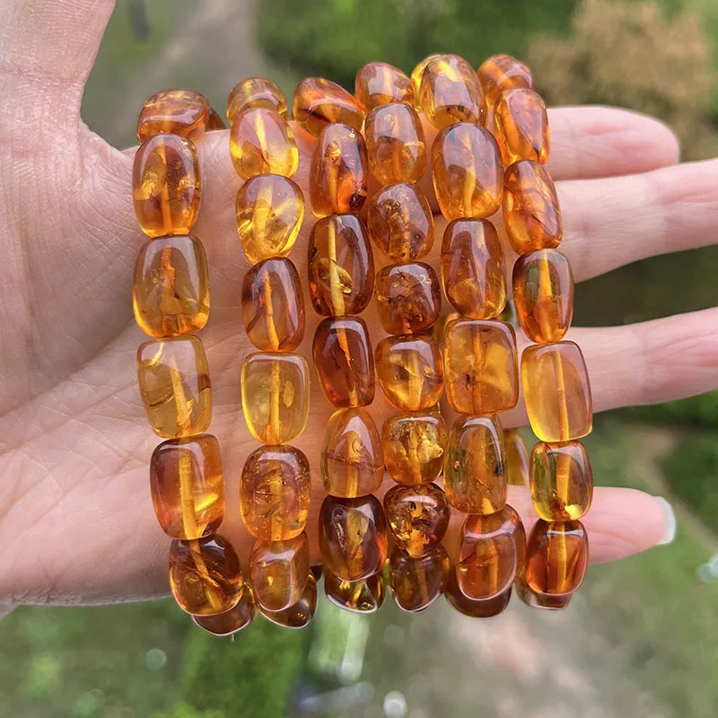 Natural Amber Bracelet for Women Trendy 100% Genuine Irregular Original Piebald Bead Baltic Stone Real Fine Jewelry Supplier 250604
