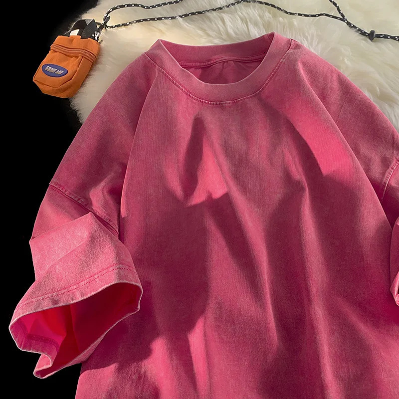 Quality Oversized Acid Washed Y2K T Shirt men Vintage T-shirts Streetwear Mineral Wash Tee Shirts boy Loose Tops 250605