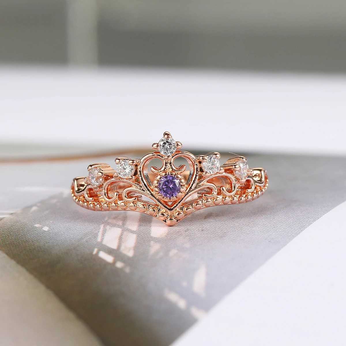 ZHOUYANG Crown Rings For Girls Party Finger Rings Rose Gold Color Brand Crystal Jewelry for women Anel KBR212 W250606