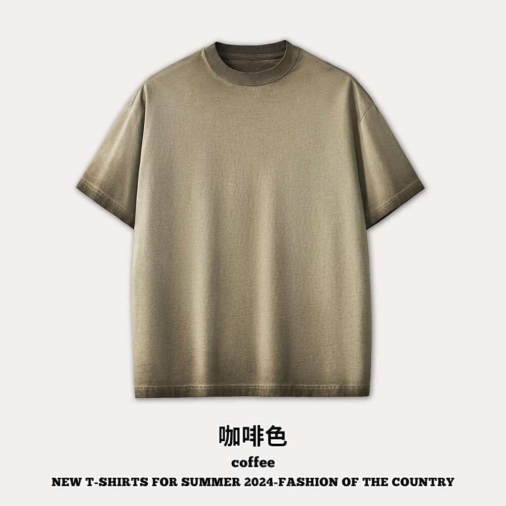 Men's Clothing|Washed Vintage For Men American Style Ins Street Dopamine Pure Cotton Trendy Brand Short Sleeve T-Shirt B5