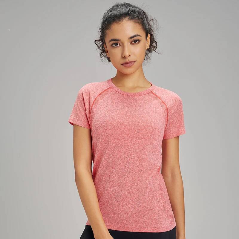 Ten Quick Dry Sports T-Shirt Women's Sweatshirt Breathable Fiess Clothing Solid Color Yoga Short Sleeve Top