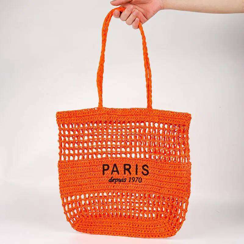 Summer Women's Fashionable Vacation Large Capacity Beach Straw Woven Handbag Design Hollow Handmade Portable Casual Handb