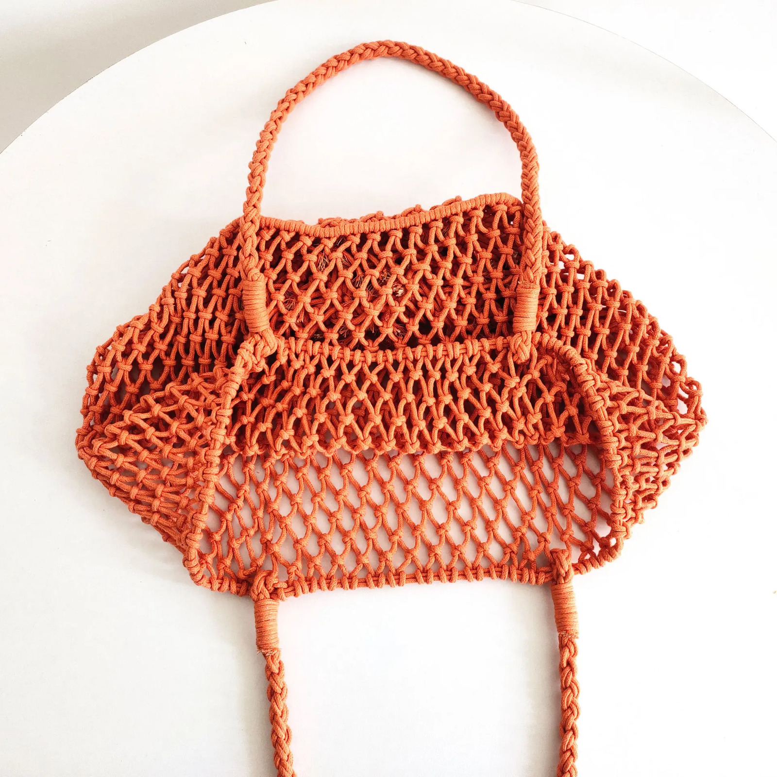 Casual Hollow Finshnet Women Shoulder Bags Rope Woven Large Tote Bag Handmade Summer Beach Handbags Big Bali Shopper Purses 250605