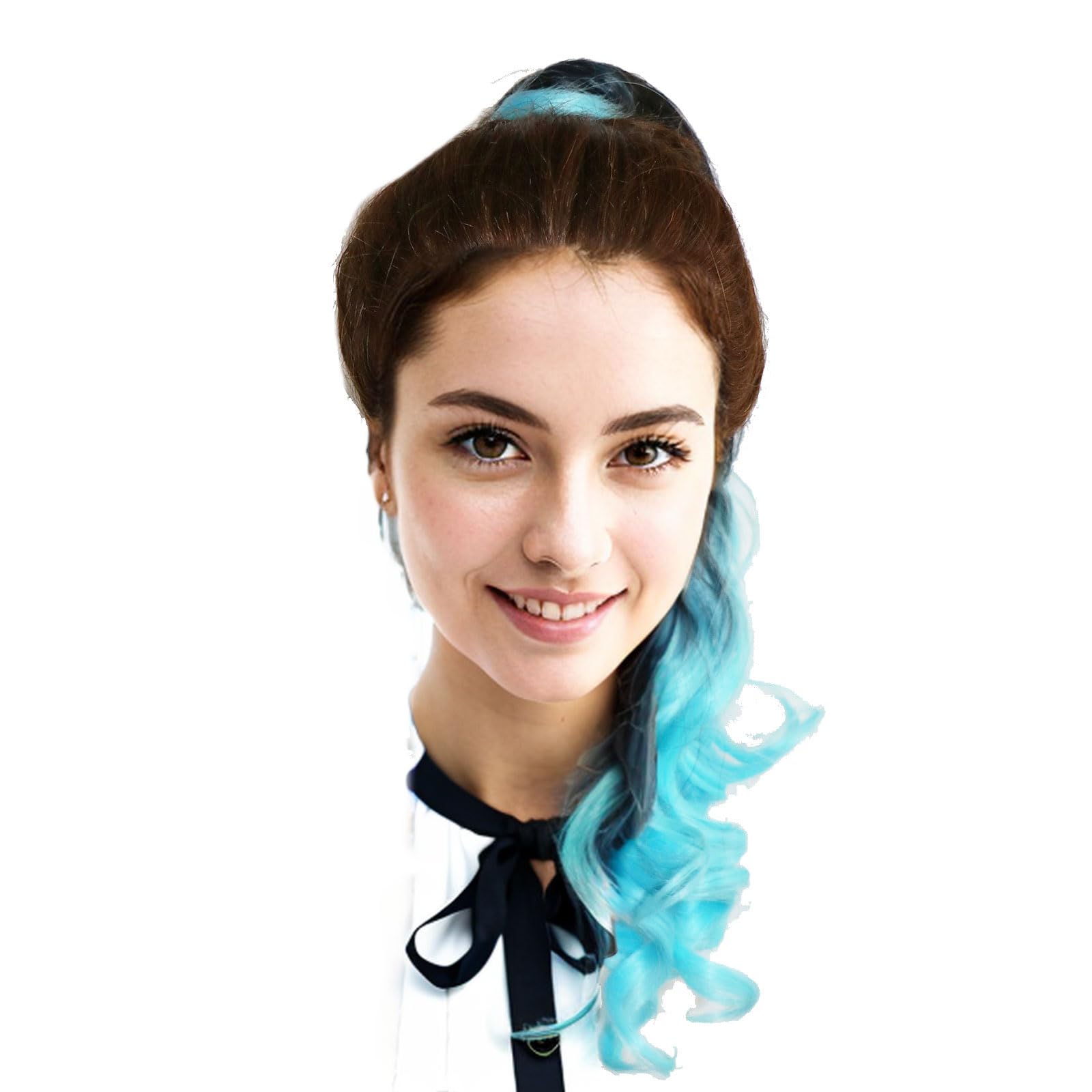LeeWin Ombre Color Ponytail Extension Wrap Around Magic Sticky Long Curly Wave Hair Extensions Synthetic Pony Tail Hairpiece for Women Girls