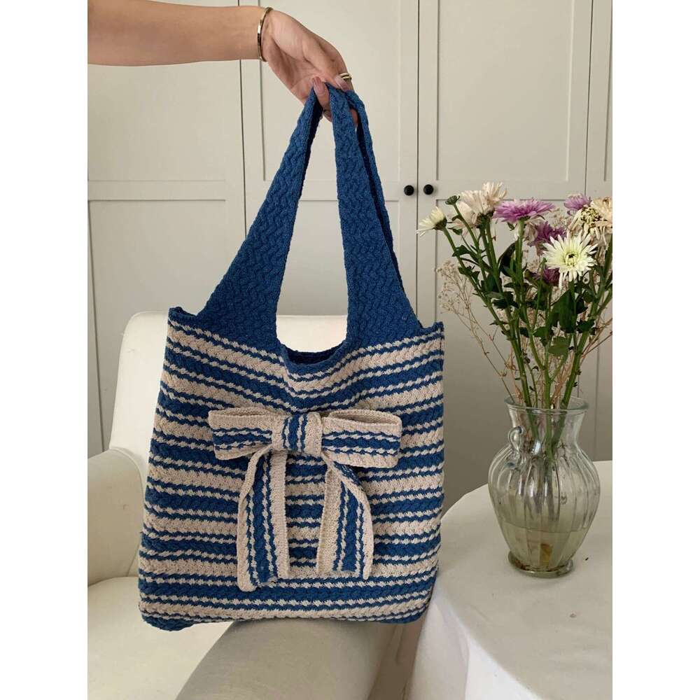 Large Capacity Knitted For Women New Autumn Korean Style Simple Shoulder Crossbody Bag Internet Celebrity High-Value Handbag B5