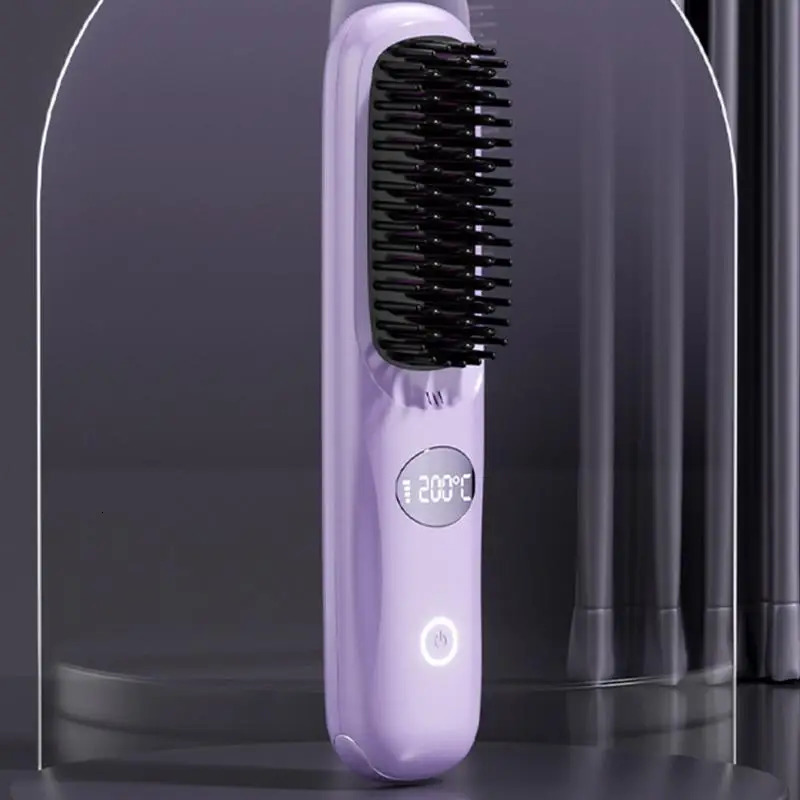 Hair Straightener Brush USB Charging Smoothing Hair Brush Portable Hair Straightener Hair Straightener Straightening Brush for 250605