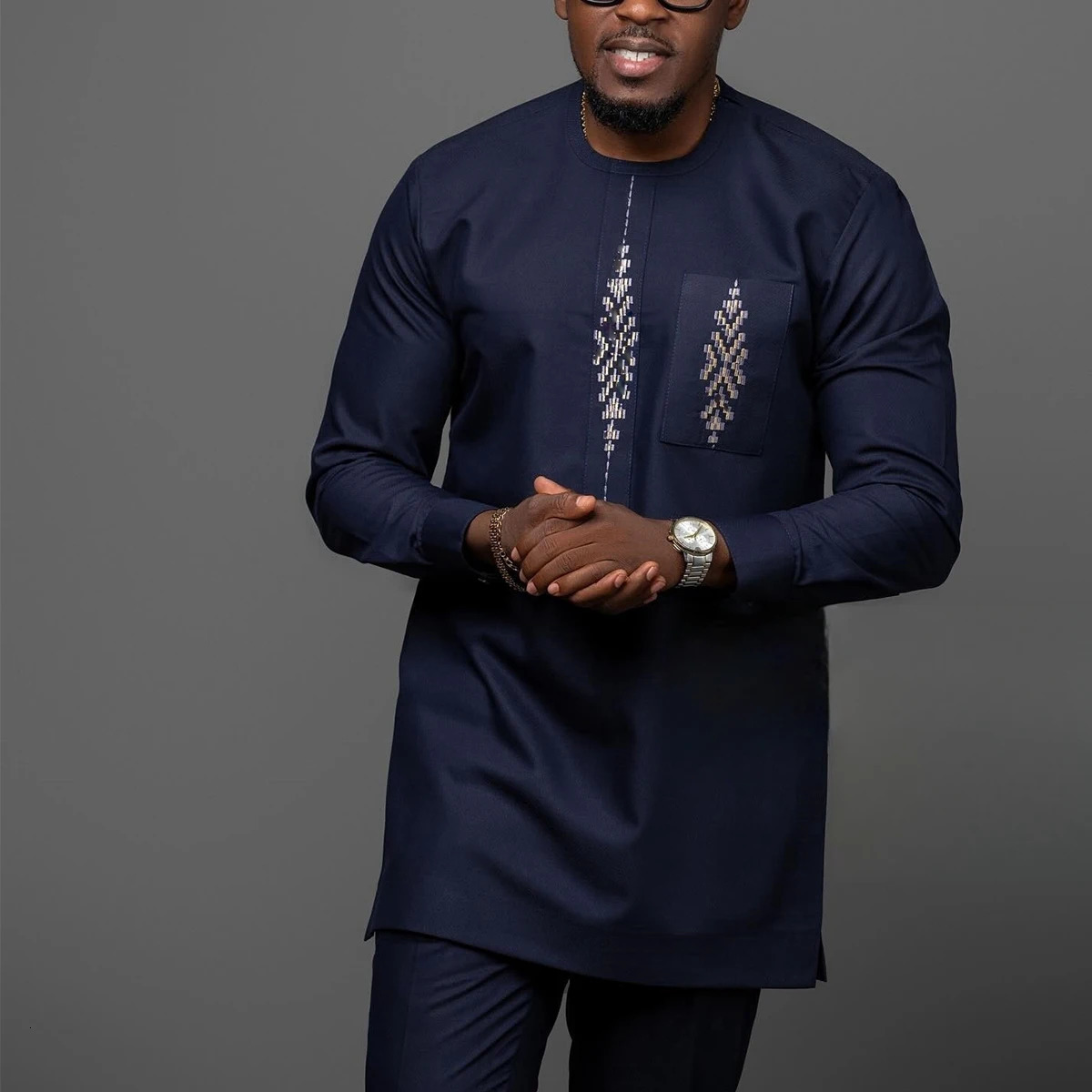 Kaftan African Mens Traditional Suit 2 Piece Long Sleeve Patchwork Top Lounge Pants Suit Holiday Party Mens Suit 250603