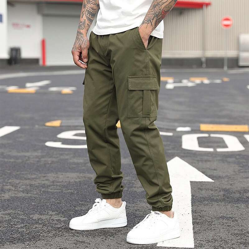 New Cargo Casual Long Pants With Drawstring And Multiple Pockets B5