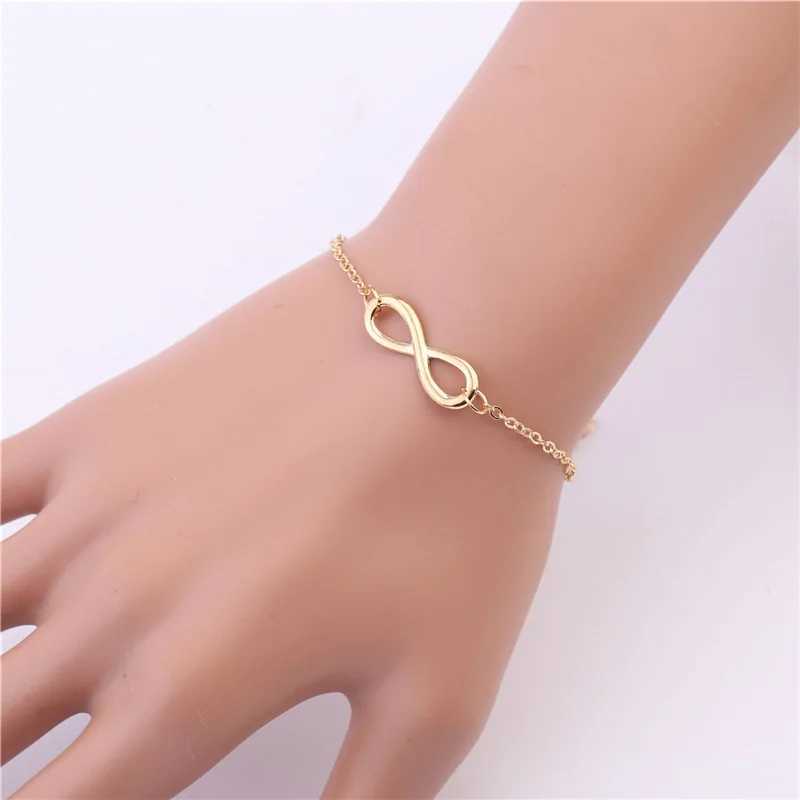 L040 Hot Minimalist Punk Vintage Bijoux Fashion Charm Infinity 8 Bracelets For Women Gift Men Chain Tiny Bangles Cheap Jewelry W250606
