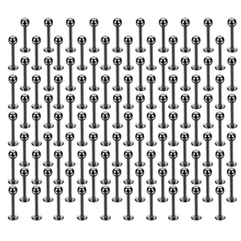 100Pcs/set 316L Stainless Steel Labret Piercing Jewelry Lip Rings Nose Rings Nose Studs Cartilage Tragus Conch Earring Studs 250605