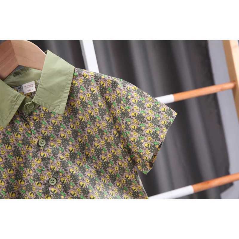 2023 Summer Brother Sister Outfits Boy Kid Flower Casual Shirt+Shorts 2pcs Girl Flower set R250606