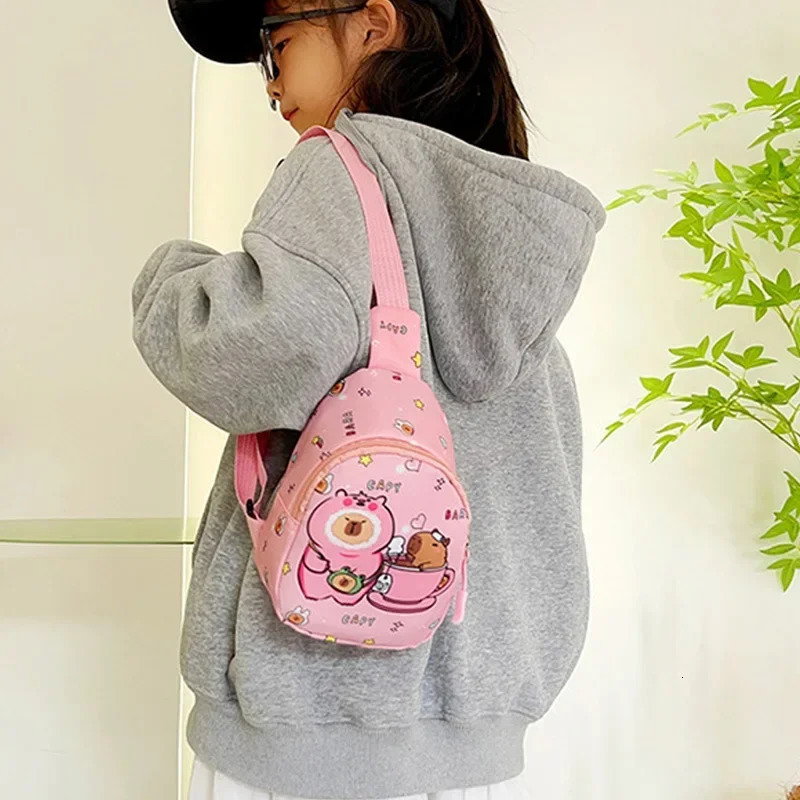 124PCS Capybara Girls Child Backpacks Student Birthday Gift School Bags Durable The Single Shoulder Bag Gifts 250605