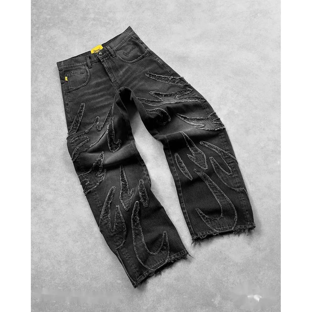 American Y2K Street Style Cozy Zipper Patchwork Detachable Loose Black Jeans Mid-Length Pants