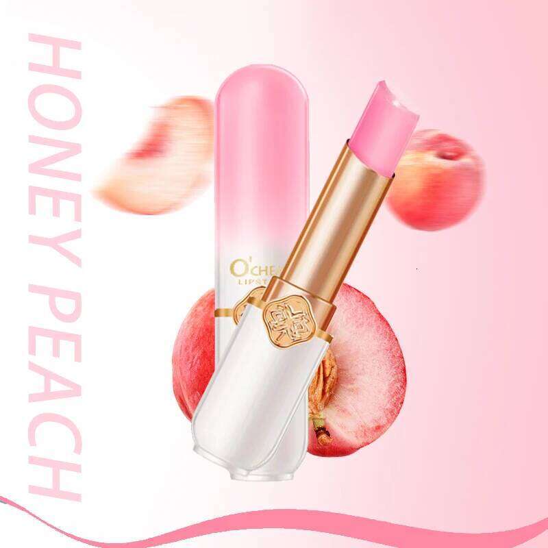 free shipping O'CHEAL Color Fruit Lipstick Peach Temperature Changing Lip balm Moisturizing Waterproof Long Lasting Moisturizes Lip Balm