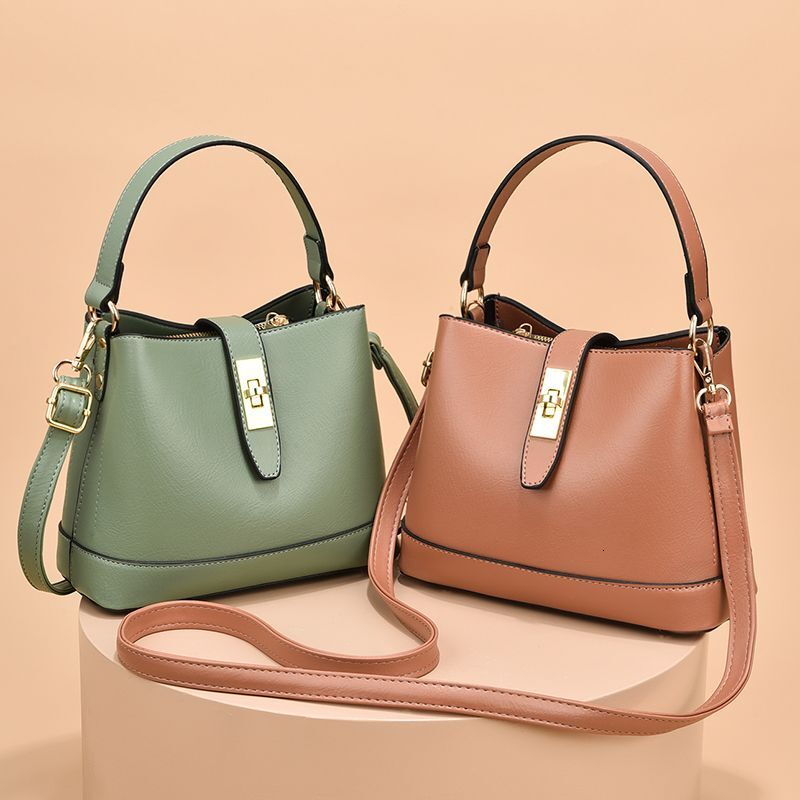 2025 Spring Summer New Women's Bag Texture Small Women's Bag New Fashion Bucket Bag Niche Fashion Handbag Crossbody Bag Retro Splicing Desig