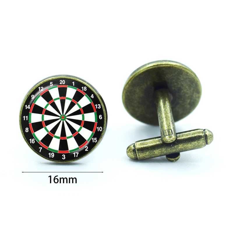 1 Pair Wholesale Cuff Links For Men Dart Board Cufflinks Round Glass Gem Hand Made Cuff Links Men Shirt Cufflinks W250606