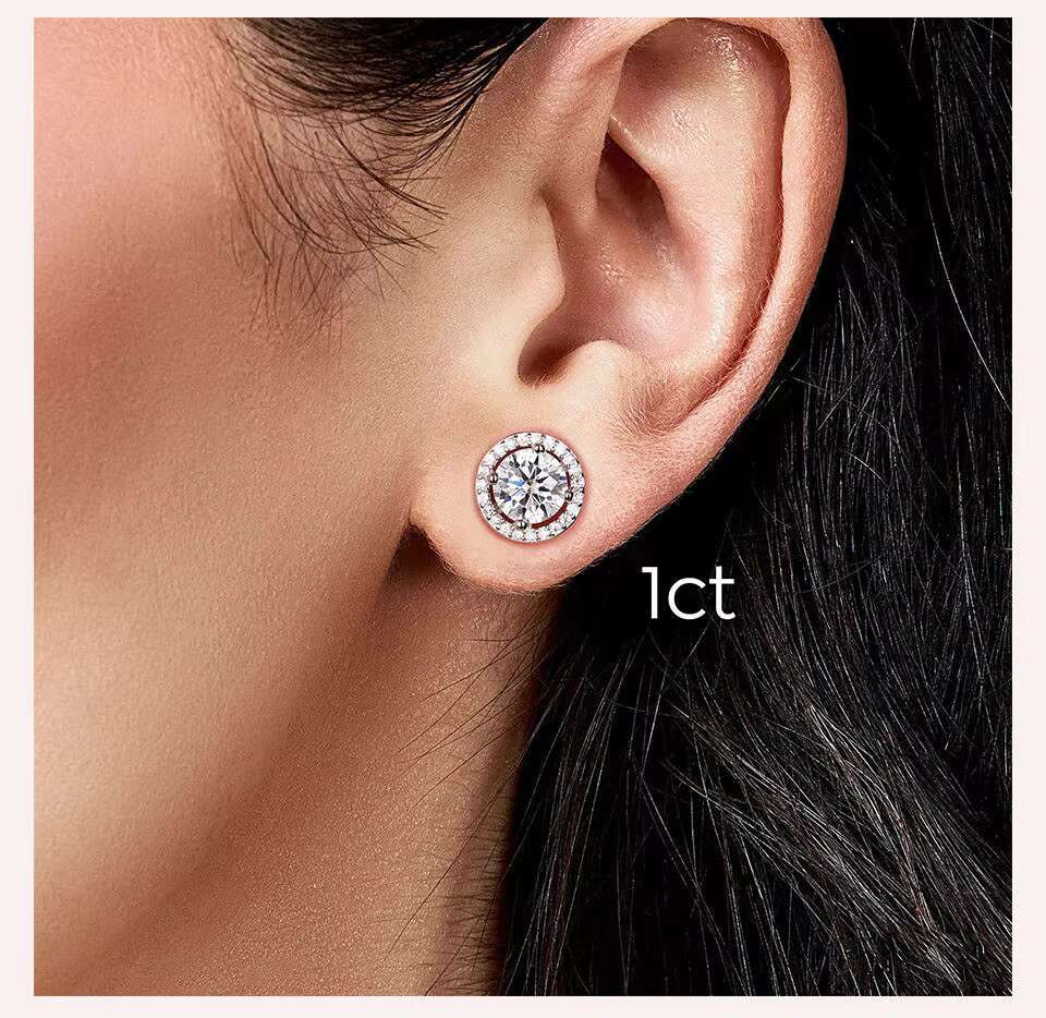 GRA 0.5ct Moissanite Sparkling Diamond Stud Earring Vintage 925 Silver 18k Rose Gold Earring Jewelry for Women Engagement