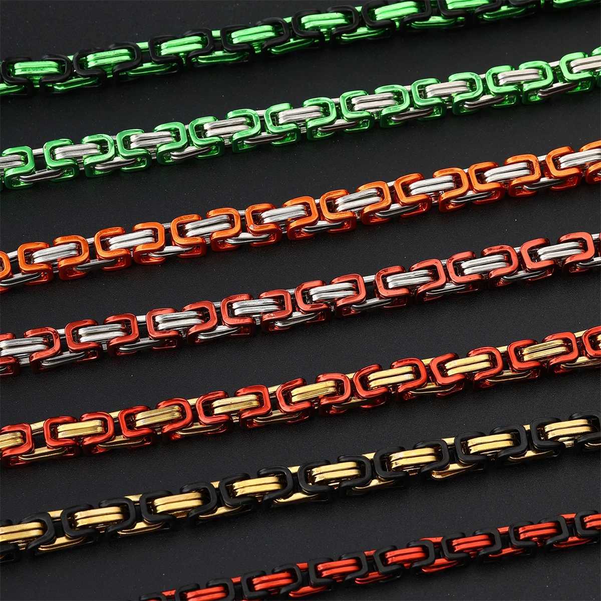D Z Colorful Premium Stainless Steel Cuban Chain Bracelet For Men Design 6MM Hip Pop Byzantine Chain Bracelet Jewelry W250606