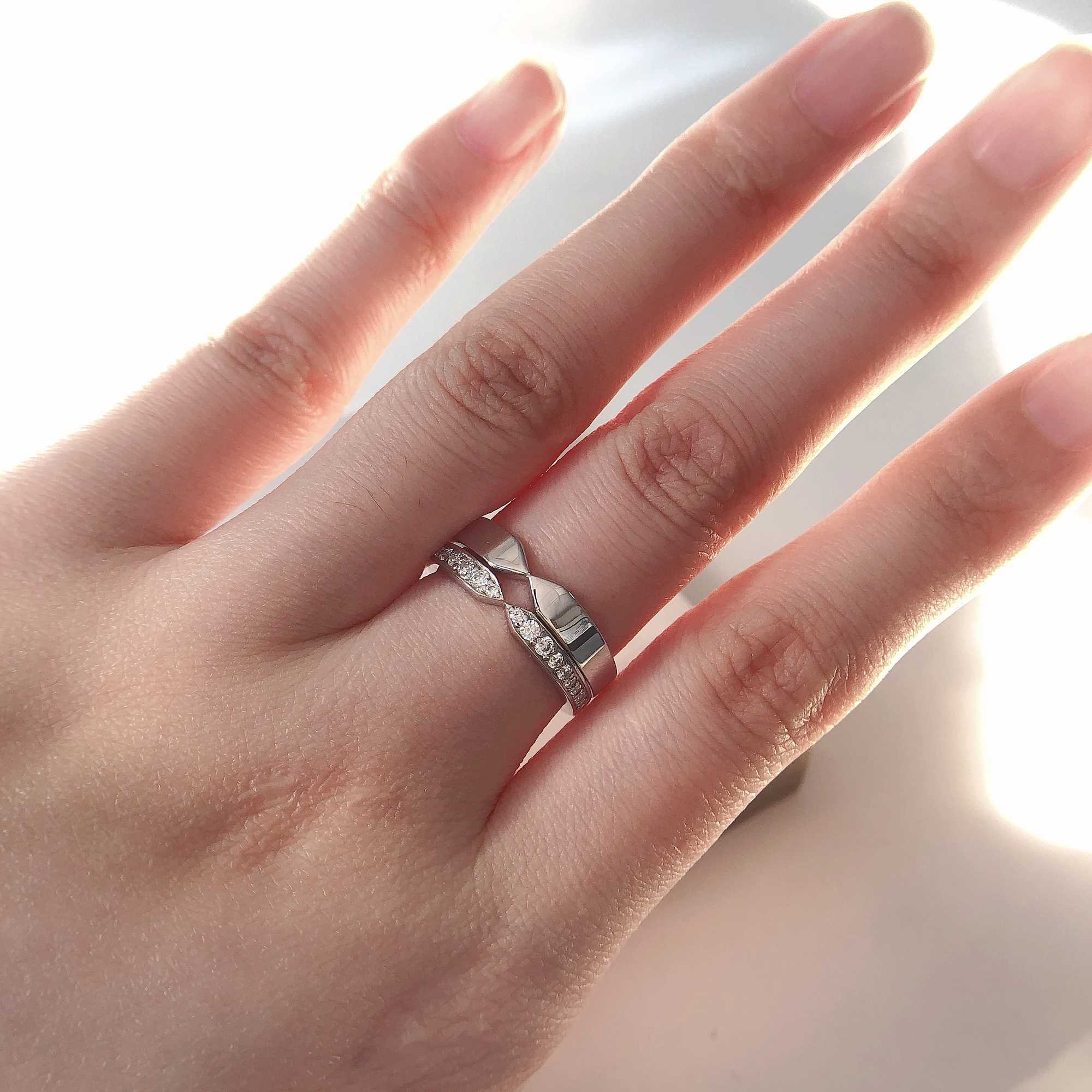 Pure White Gold Couple Ring Engagement Ring For Lovers Promise Luxury Ring For Women and Men Anniversary W250606