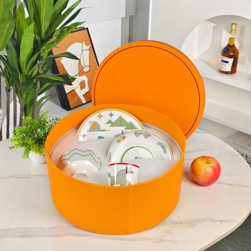 New H Brand Childrens Tableware Set Bowls Household Dining Cups Mugs Bone China Cereal Deep Plates S2566 12545