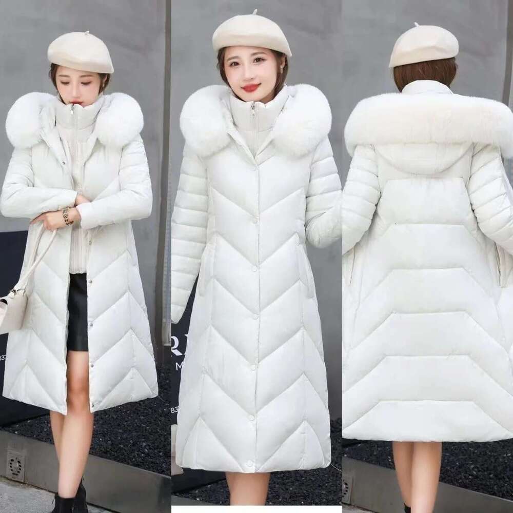 Winter Hooded Fur Collar Long Parkas Thick Warm Down Cotton Padded Jacket 2025 New Women Casual Hoodies Coat Female Outwear