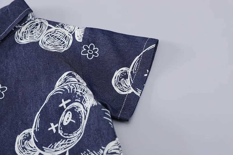 New Summer Boys Denim Clothing Sets Children Fashion Cartoon Bear T Shirt Shorts 2pcs Infant Baby Casual Outfits Suits R250606