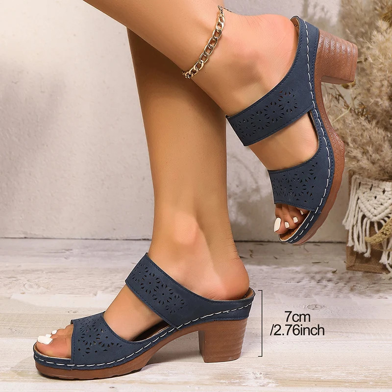 Plus Size Womens High Heels Platform Sandals Lightweight Thick Heel Summer Slippers Woman Comfort Non Slip Sandalias De Mujer 250605