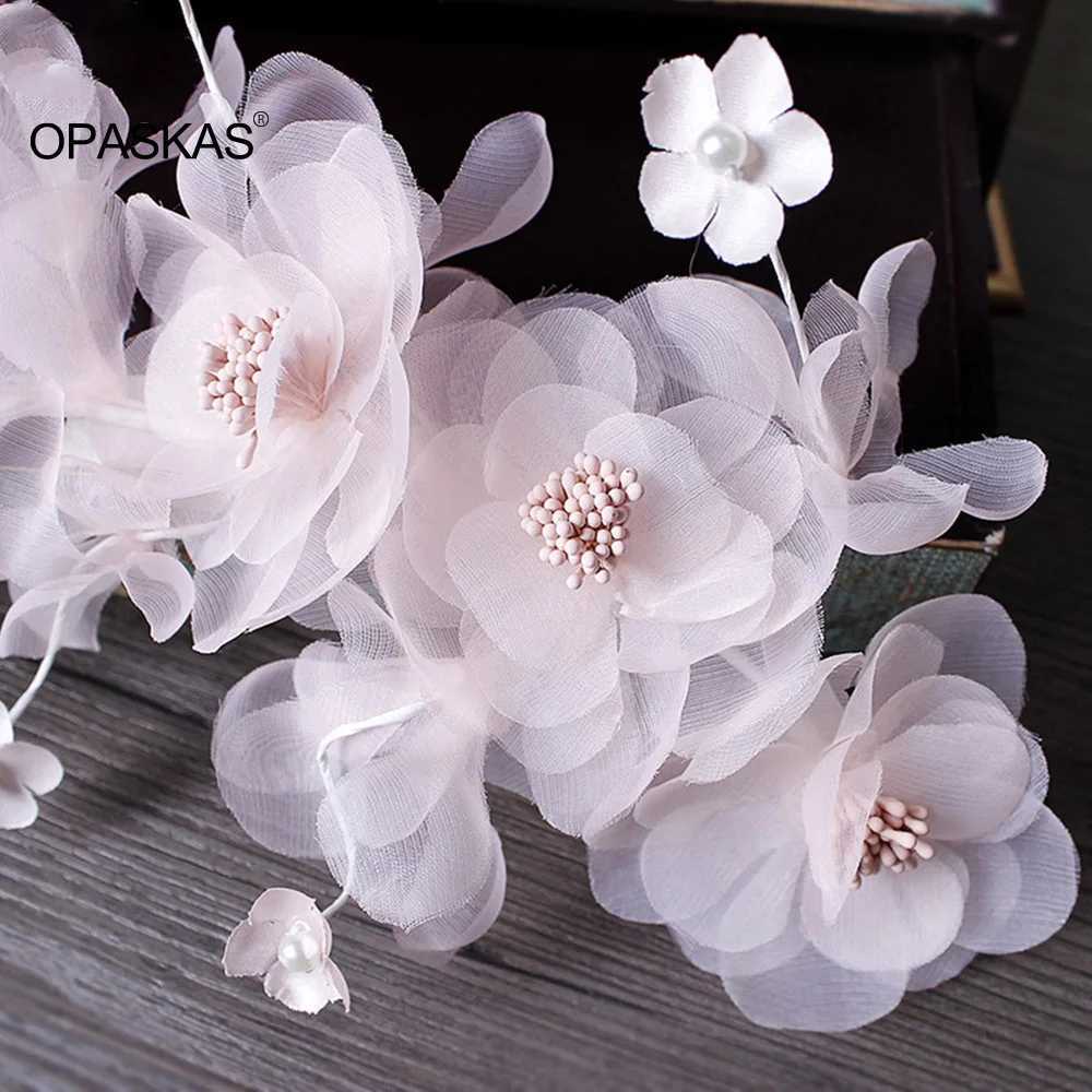 Handmade Hairbands Wedding Hair Accessories For Women Tissue White Flower Pearl Headbands Tiaras Bridal Prom Headpiece Jewelry Z250605