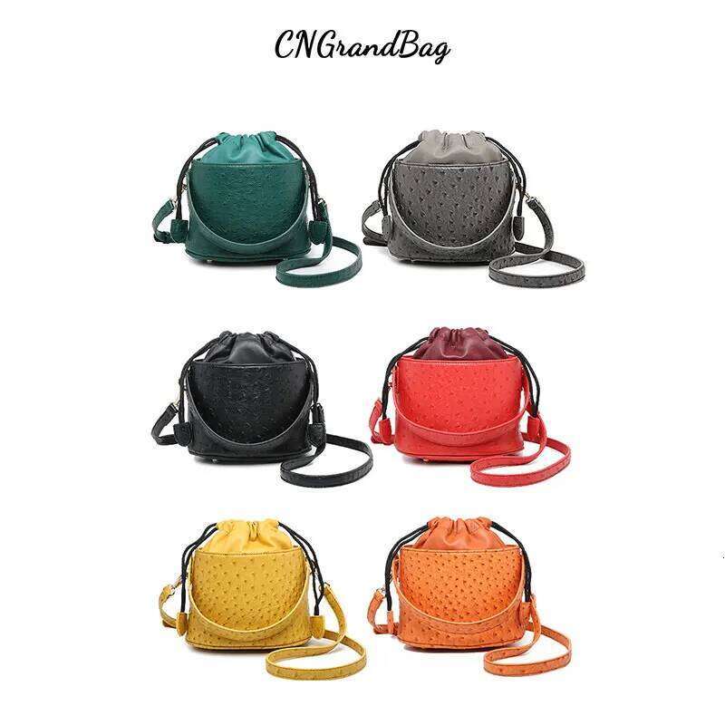 New Fashion Ostrich Pattern Bucket Handbag Designer Women Shoulder High Quality Crossbody Customized Portable Clutch Bag