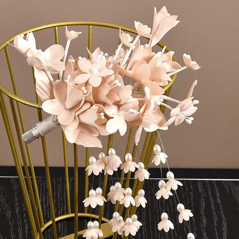 Flower Hair Barrettes Bridal Wedding Tiara Flower Pearl Tassel Hairpin Wedding Hair Accessories Z250605