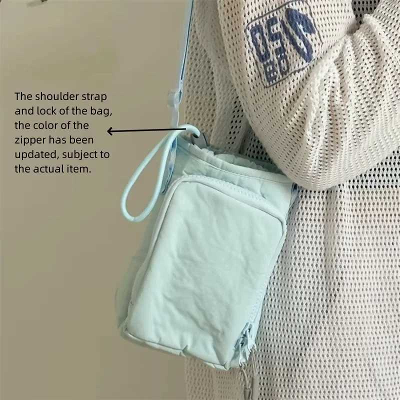 Fashion Cute Phone Bag Nylon Shoulder Bag Minimalist Crossbody Bags for Women Handbags Zipper Drawstring Handbag Womens Bags M250606