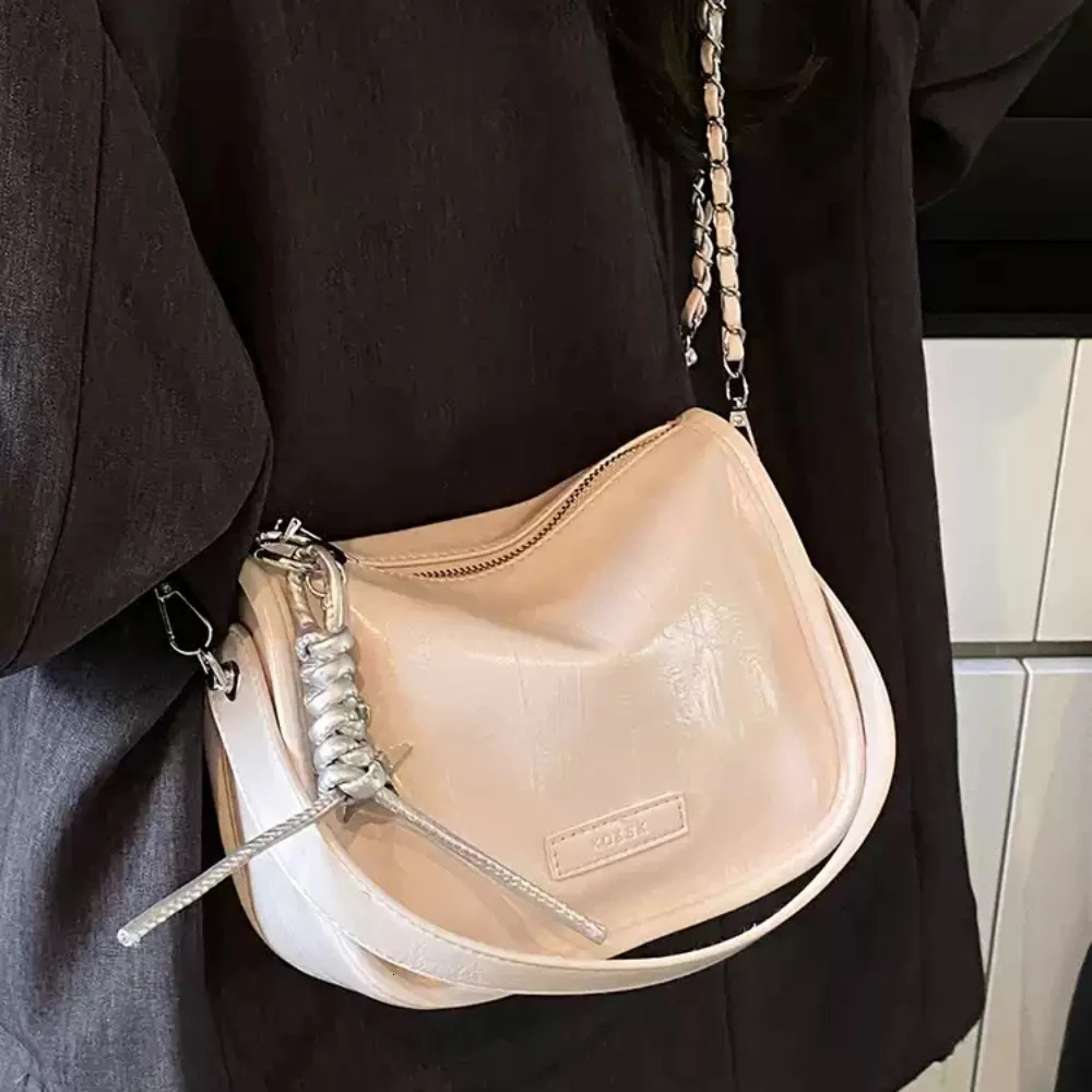 Women Glossy PU Soft Crossbody Bag Fashion Solid Color Hand-Held Versatile Packs Commute All-Match One Shoulder Bags 250605