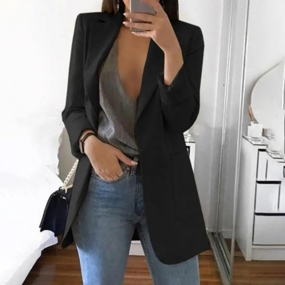 Blazer Woman Vintage Korean Oversize Office Lady Suits Jacket Solid Color Coat Loose Casual Women Outerwears Veste Femme 250603