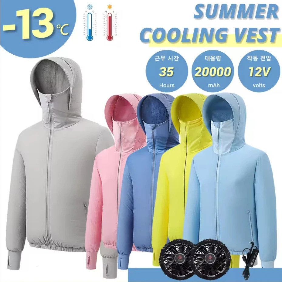 Men Outdoor summer coat USB Electric fan cooling Jackets men Air Conditioning Fan Clothes USB Heatstroke summer hood Jacket 250605